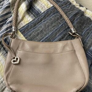 Brighton ivory Leather Shoulder Bag with Silver Heart Charm